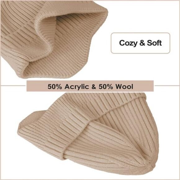 Womens Mens Beanie Hat Winter Hat with Earflaps, Fashionable Ski Skull Hat - Picture 3 of 7